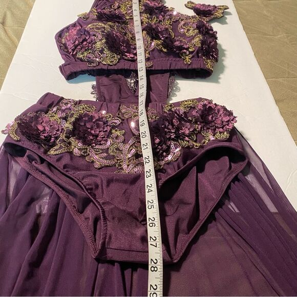 Glamour solo dance costume custom purple lace embroidered MA-Medium adult - Picture 13 of 15
